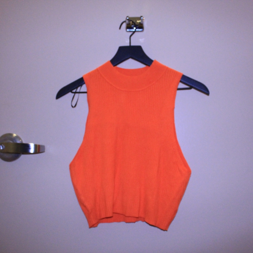 Neon Orange Ribbed Top - Picture 2 of 5